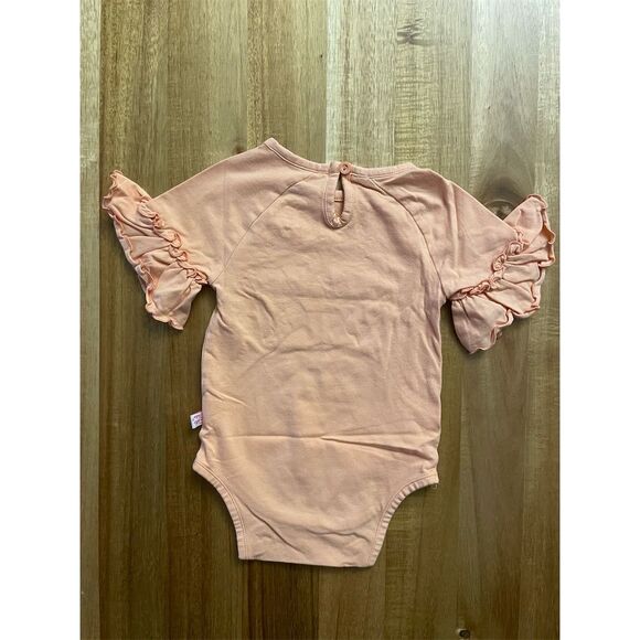 RuffleButts Girls Peach Flutter Sleeve Bodysuit Size 18-24M - Picture 4 of 4